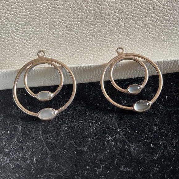 Pandora moonstone cabochon Double Hoop Earring Charms - Picture 4 of 9